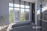 Elysium Light suspended ceiling mirror on a Bathroom
