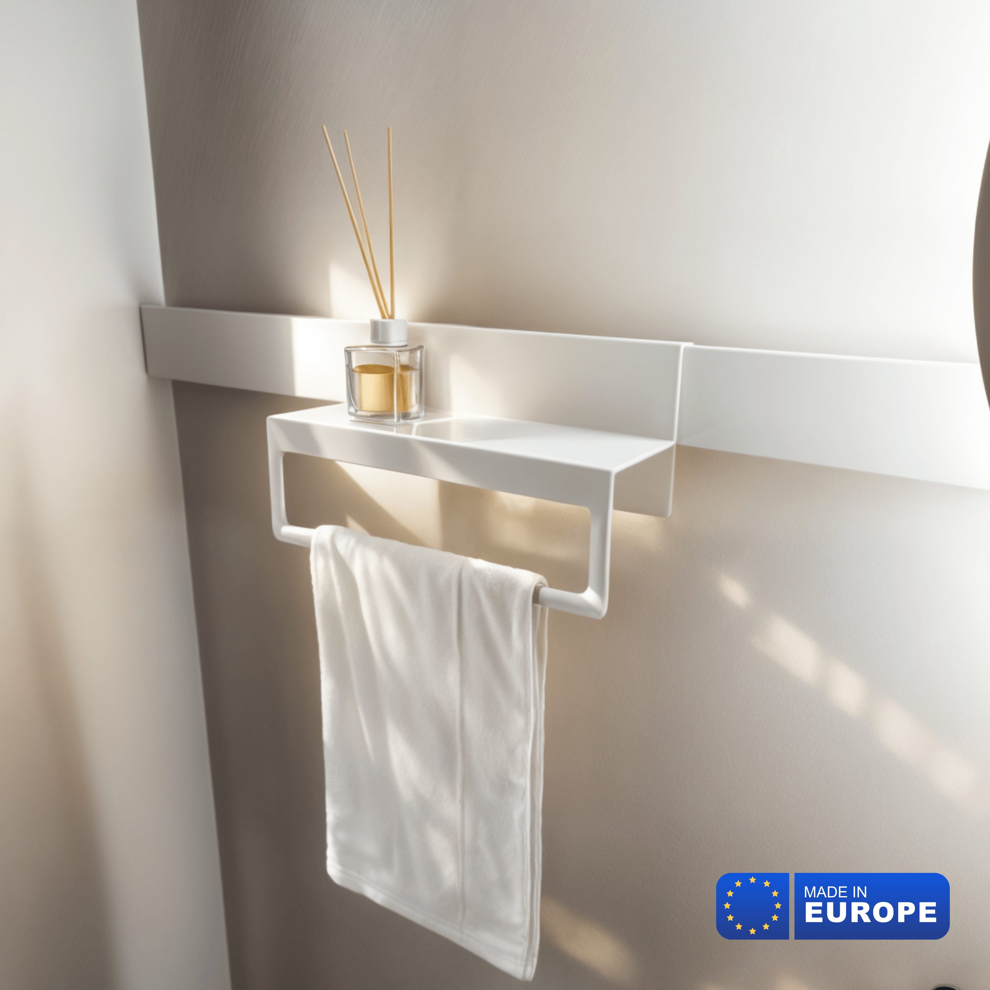 20x10x7 / Schwarz / Als Accessoire Multifunktionales Regal für Handtücher und Zubehör – Tower Shelf: Organisieren Sie Ihr Badezimmer mit Eleganz