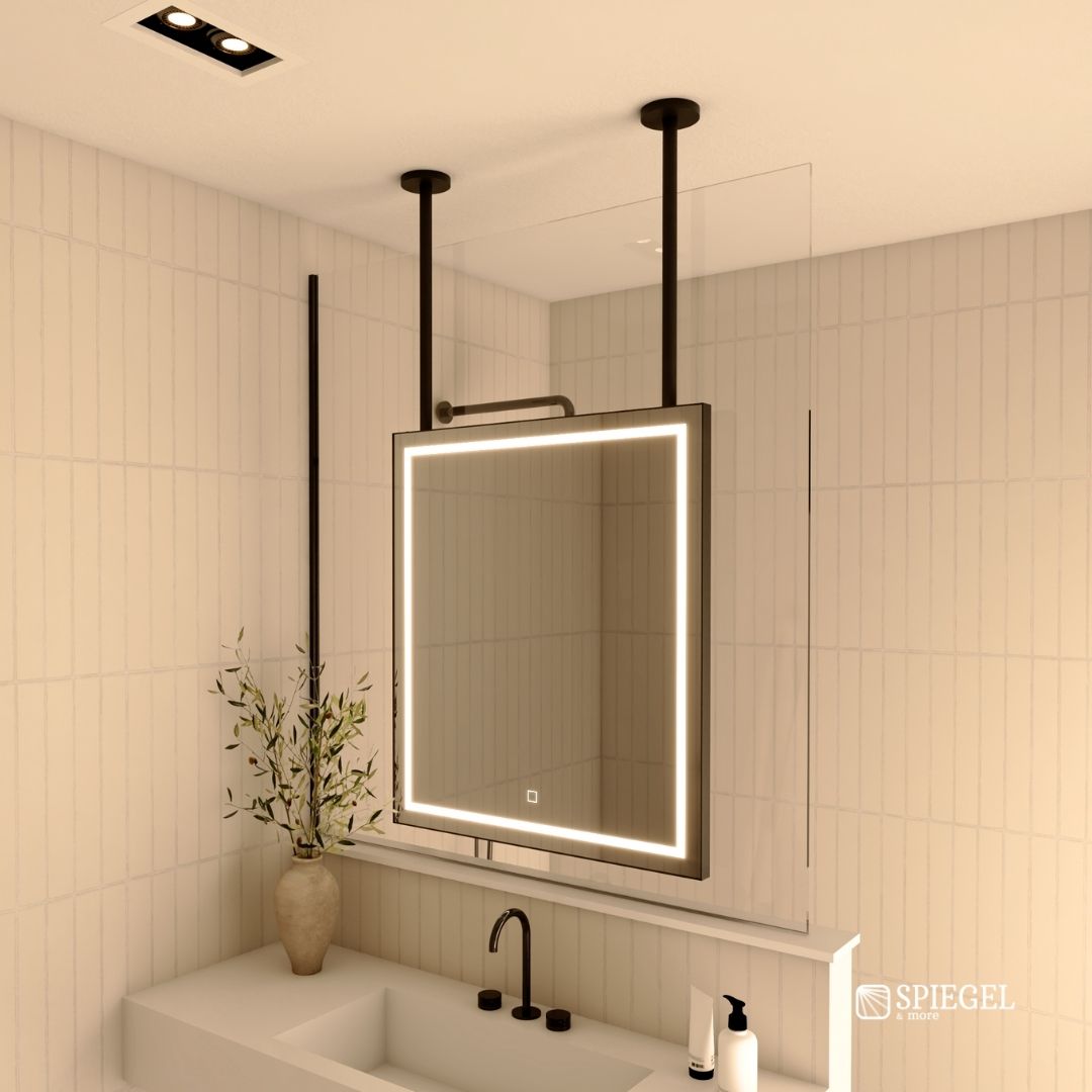 Suspended Ceiling Mirror with Front LED Lighting - Elysium Light