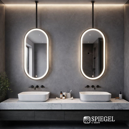 Ovalis Light – Ovale Spiegel met Plafondophanging en LED-Verlichting