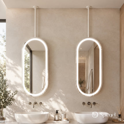 Ovalis Light – Miroir Ovale Suspendu au Plafond avec Éclairage LED
