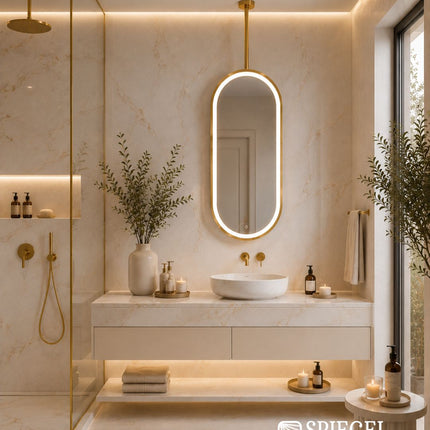 Ovalis Light – Ovale Spiegel met Plafondophanging en LED-Verlichting