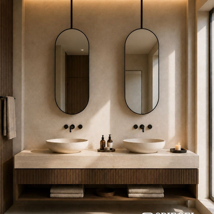 Ovalis Light – Miroir Ovale Suspendu au Plafond avec Éclairage LED