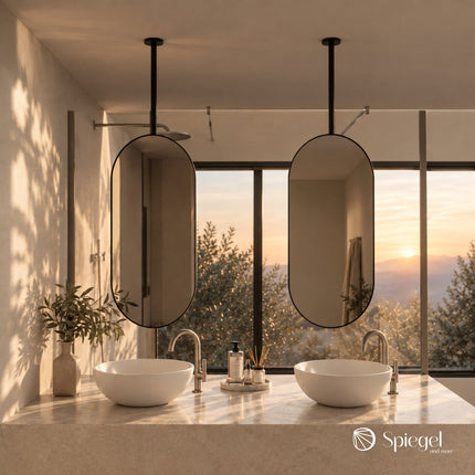 Ovalis Light – Miroir Ovale Suspendu au Plafond avec Éclairage LED