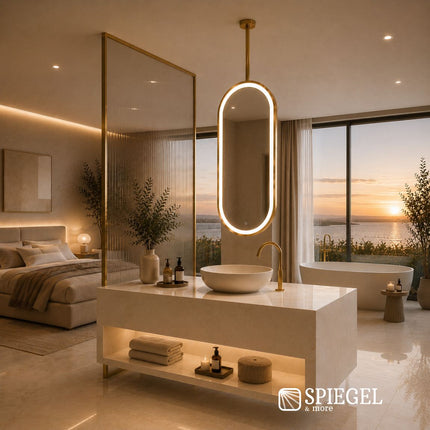 Ovalis Light – Ovale Spiegel met Plafondophanging en LED-Verlichting