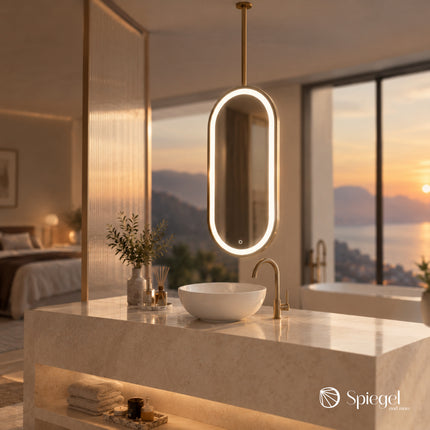 Ovalis Light – Miroir Ovale Suspendu au Plafond avec Éclairage LED