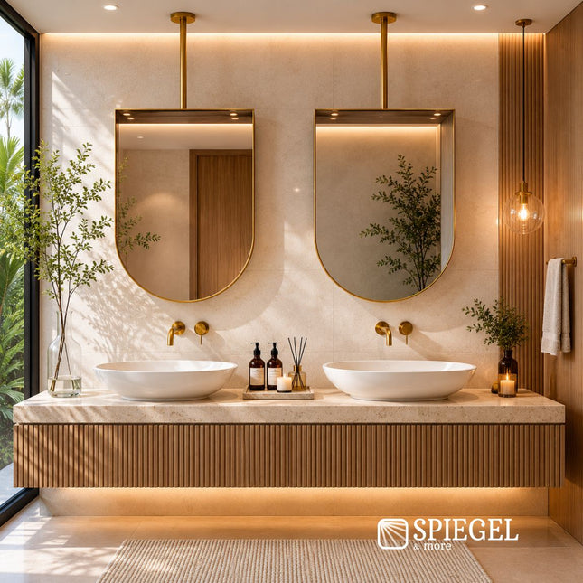 Celeste – Specchio Sospeso ad Arco per Bagno | 60 × 80 cm