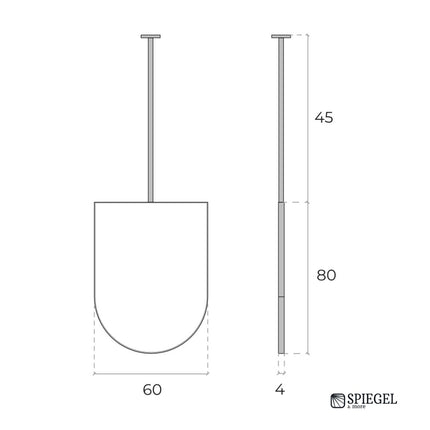 Celeste – Gewölbter Deckenhängespiegel für das Badezimmer | 60 × 80 cm