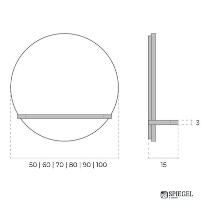 Circle of Light - Espelho Redondo LED com Prateleira