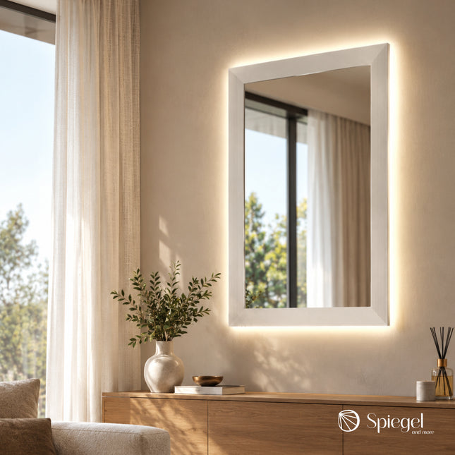 Espelho de Parede com Moldura DIANA – Design Escultural com LED 