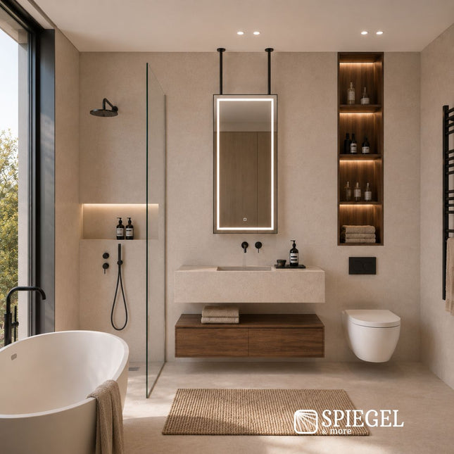  Elysium Light - Miroir suspendu au plafond avec éclairage LED