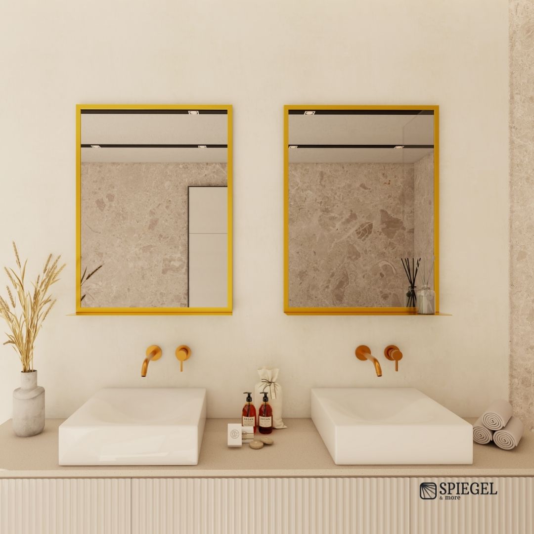 Badezimmer Spiegel mit Regal in Gold