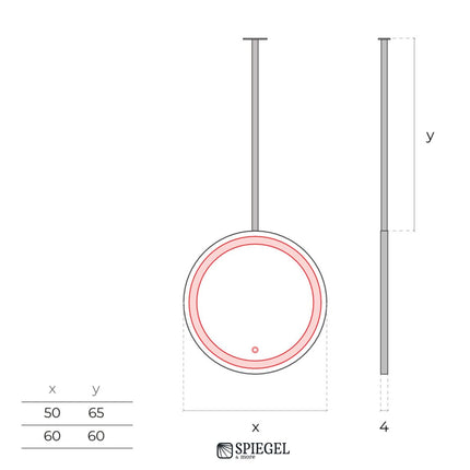 Helios – Miroir Rond Suspendu au Plafond avec LED 
