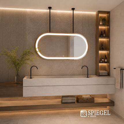 Horizonte – Espelho Oval Suspenso na Horizontal para Casa de Banho | 120×60 cm