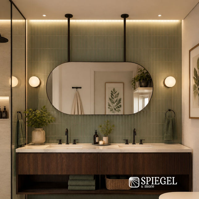 Horizonte – Miroir Ovale Suspendu Horizontal pour Salle de Bain | 120 × 60 cm