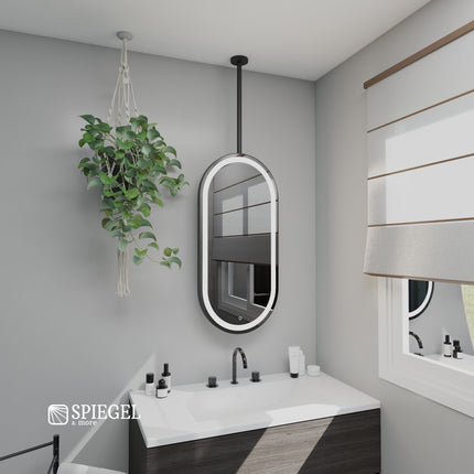 Ovalis Light Suspended Ceiling Mirror with LED Lighting