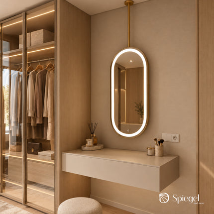 Ovalis Light – Miroir Ovale Suspendu au Plafond avec Éclairage LED