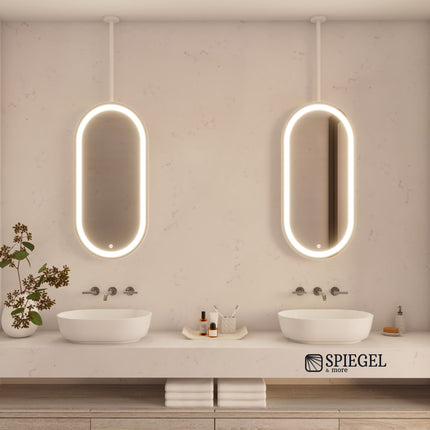Ovalis Light Suspended Ceiling Mirror with LED Lighting