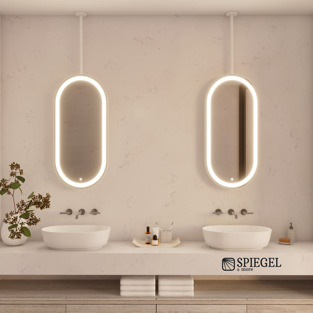 Ovalis Light Suspended Ceiling Mirror with LED Lighting