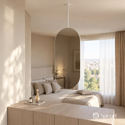 Ovalis Light – Miroir Ovale Suspendu au Plafond avec Éclairage LED