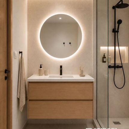 Simple Round Light - Miroir mural rond avec LED 