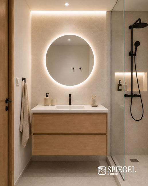  Simple Round Light - Specchio da parete rotondo con LED 